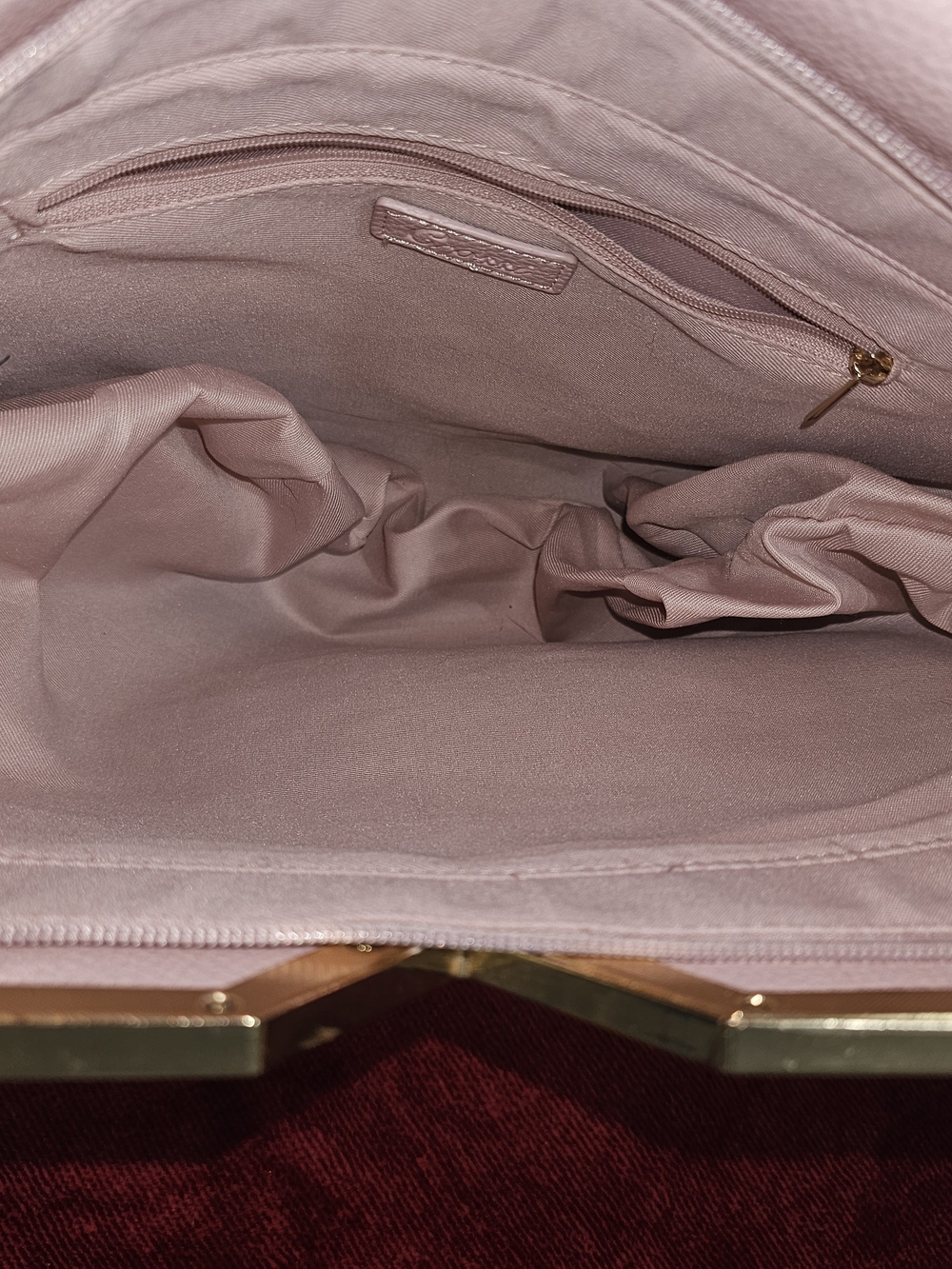 Grossy Quilted Pink Tote Bag with Gold Accent - Picture 5 of 8
